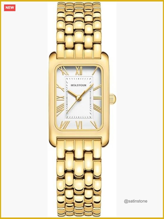 Vintage Bracelet Roman Dial Rectangular Case Gold Watch Waterproof with Tools main image 6